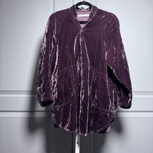 FREE  PEOPLE PLUM?BROWN BUTTON DOWN SHIRT SZ S